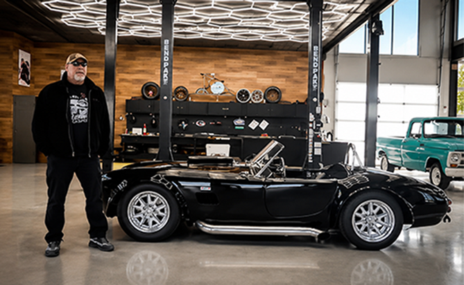 Bill Goldberg with his 800 HP Shelby Cobra protected by a Digital Guard Dawg push-to-start system