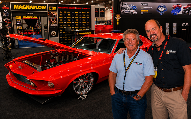 Racing legend Mario Andretti with a 1969 Ford Mustang equipped with Digital Guard Dawg keyless ignition